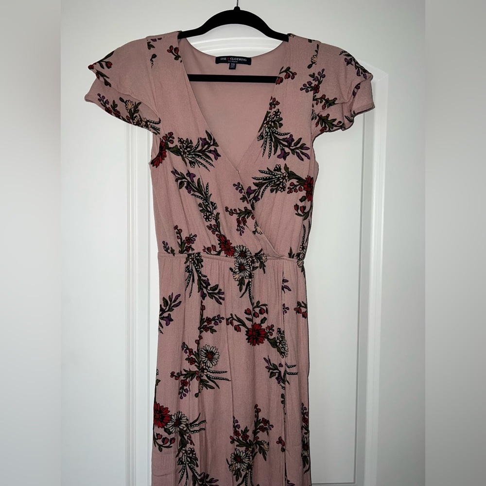 Marshall’s “One Clothing” Floral Faux Wrap Dress in Mauve Pink. Gently used.